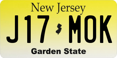 NJ license plate J17MOK