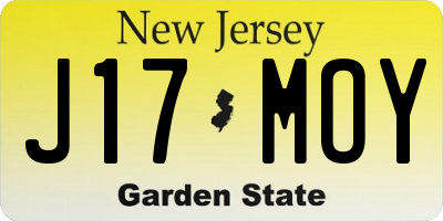 NJ license plate J17MOY