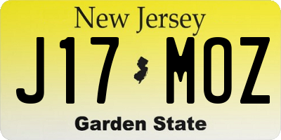 NJ license plate J17MOZ