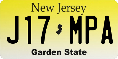 NJ license plate J17MPA