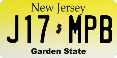 NJ license plate J17MPB
