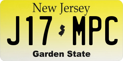 NJ license plate J17MPC