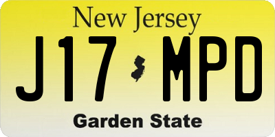 NJ license plate J17MPD