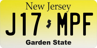 NJ license plate J17MPF