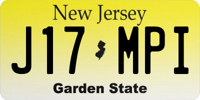 NJ license plate J17MPI