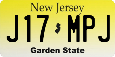 NJ license plate J17MPJ