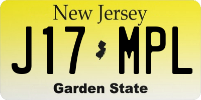 NJ license plate J17MPL