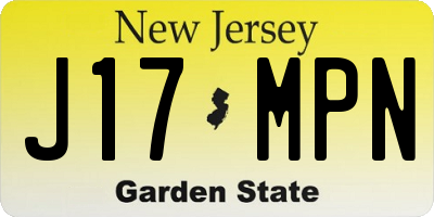 NJ license plate J17MPN