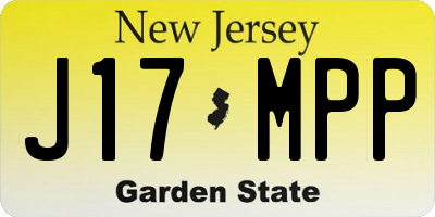 NJ license plate J17MPP