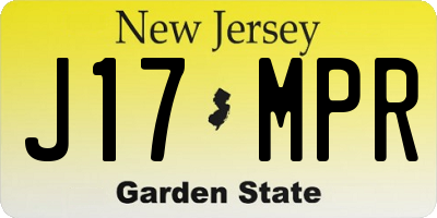 NJ license plate J17MPR