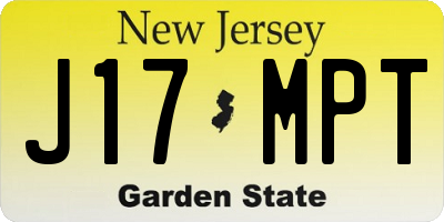 NJ license plate J17MPT