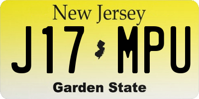 NJ license plate J17MPU