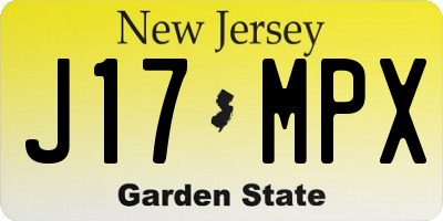 NJ license plate J17MPX