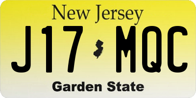 NJ license plate J17MQC