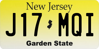 NJ license plate J17MQI