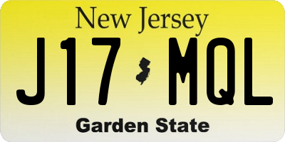 NJ license plate J17MQL