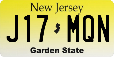 NJ license plate J17MQN