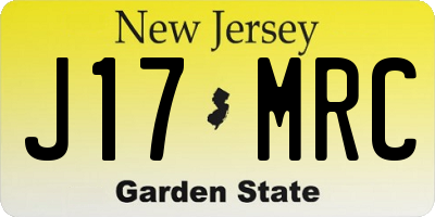 NJ license plate J17MRC