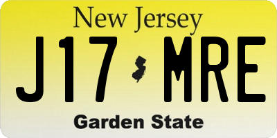 NJ license plate J17MRE