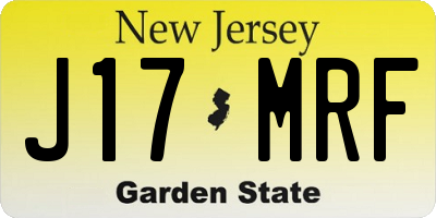 NJ license plate J17MRF