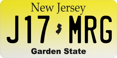 NJ license plate J17MRG