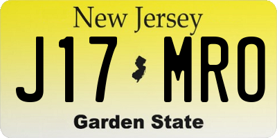 NJ license plate J17MRO