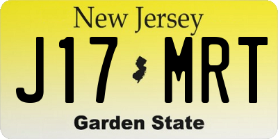 NJ license plate J17MRT