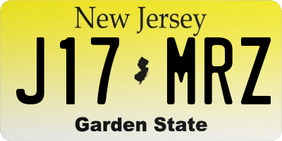 NJ license plate J17MRZ