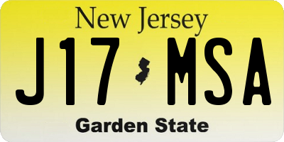 NJ license plate J17MSA
