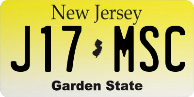 NJ license plate J17MSC