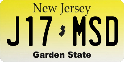 NJ license plate J17MSD
