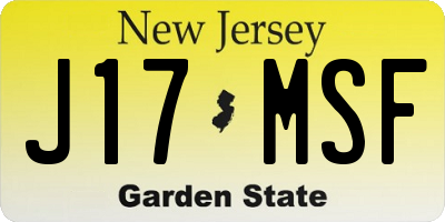 NJ license plate J17MSF