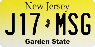 NJ license plate J17MSG