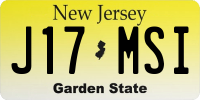 NJ license plate J17MSI