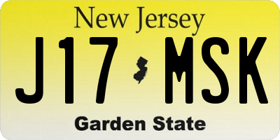 NJ license plate J17MSK