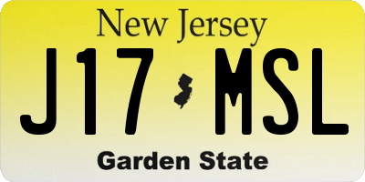 NJ license plate J17MSL