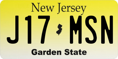NJ license plate J17MSN