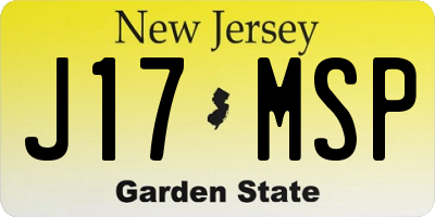 NJ license plate J17MSP