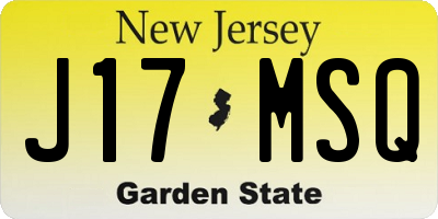 NJ license plate J17MSQ