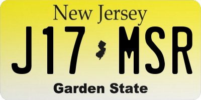 NJ license plate J17MSR