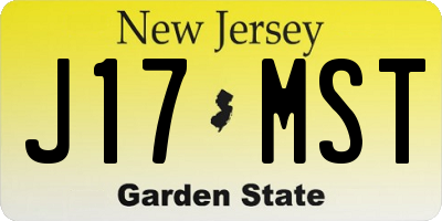 NJ license plate J17MST