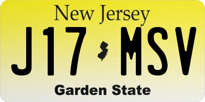 NJ license plate J17MSV
