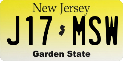 NJ license plate J17MSW