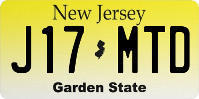 NJ license plate J17MTD