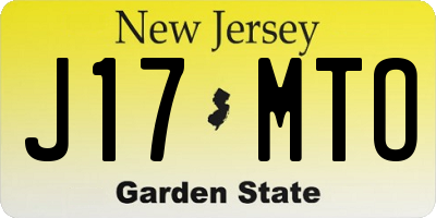 NJ license plate J17MTO