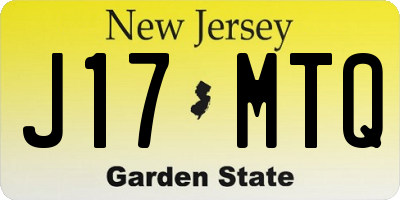 NJ license plate J17MTQ