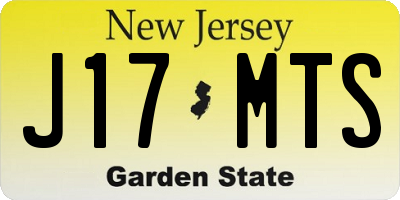 NJ license plate J17MTS