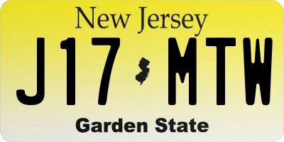 NJ license plate J17MTW