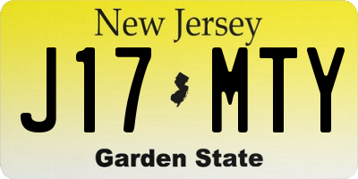 NJ license plate J17MTY