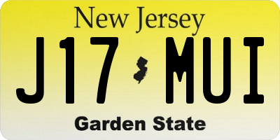 NJ license plate J17MUI
